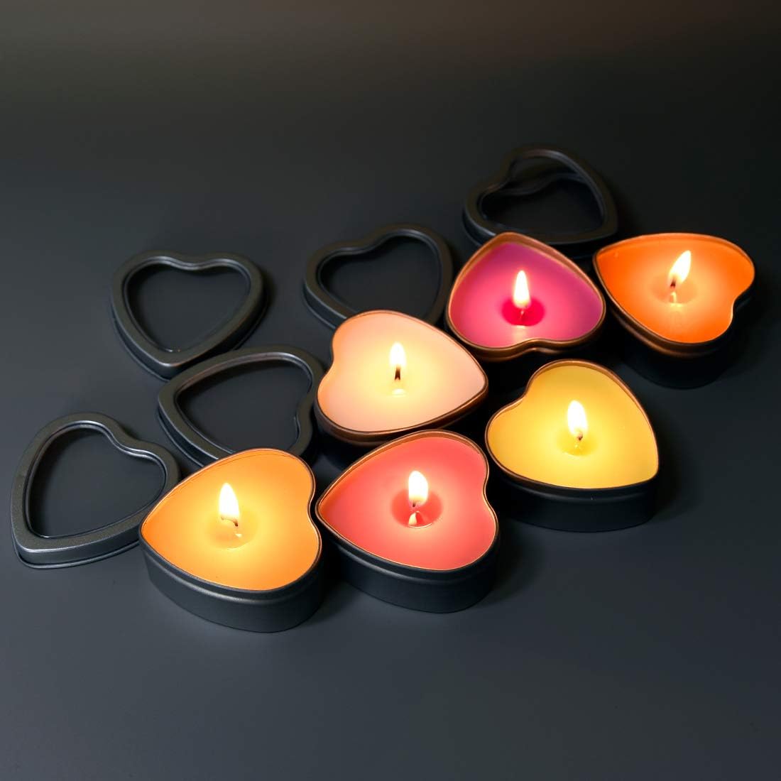 DEYBBY Scented Soywax Tea Light Candles Heart Shape 6 Hours Burn Time