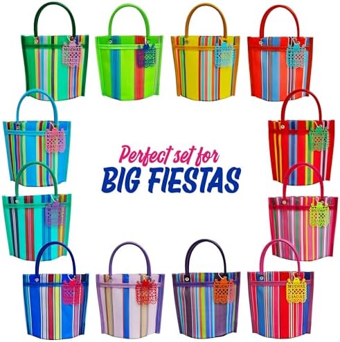 12 Mini Mercado Bags for Fiesta Mexicana Party Favors