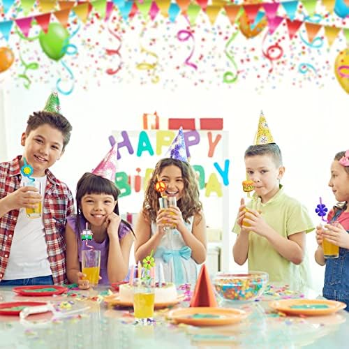 24 Piece 60s Hippie Party Straws with Tie Dye Design