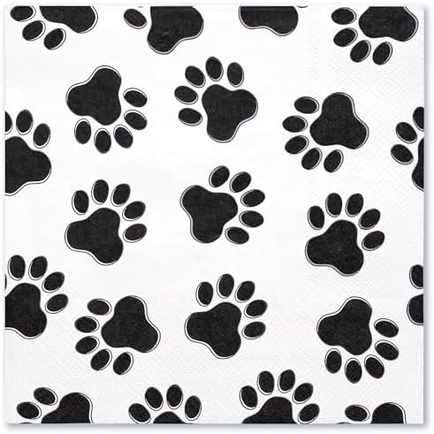 WRAPAHOLIC 50Pcs Paw Print Napkins 3 Ply