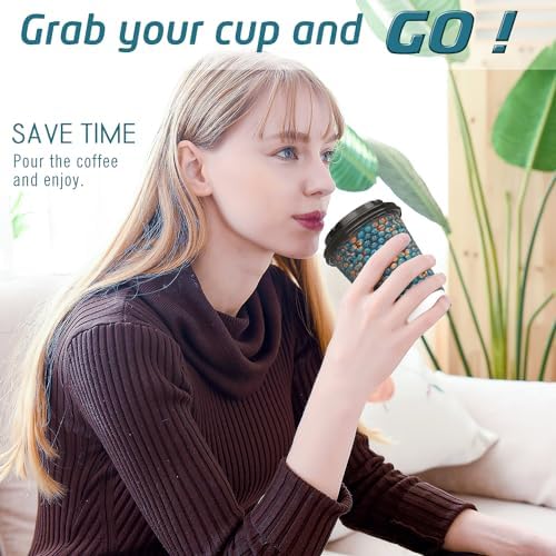 Qunclay Disposable Paper Coffee Cups with Lids 12 oz