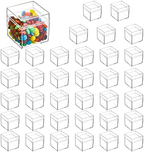 Okllen 36 Pack Acrylic Square Gift Boxes with Lids 2x2x2 Inches