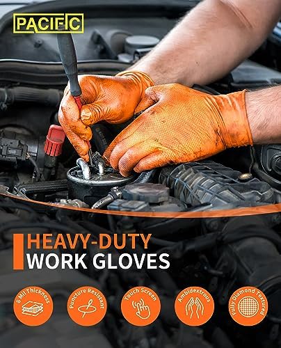 PACIFIC PPE Strength Nitrile Gloves 8 Mil Diamond Texture