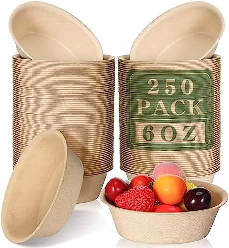 Dandat 6 Oz 250 Pack Disposable Paper Bowls