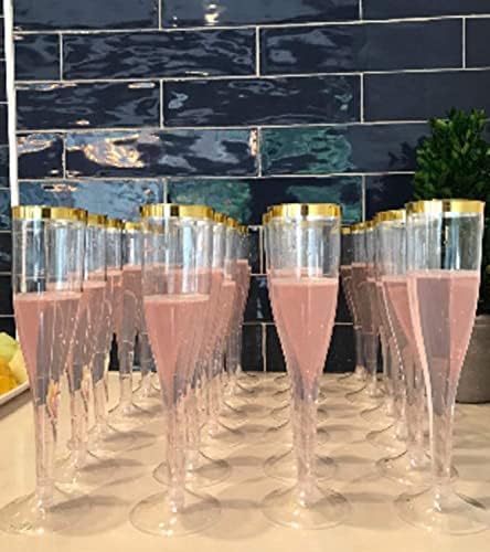 Oojami 30 Pack Gold Rim Champagne Flutes