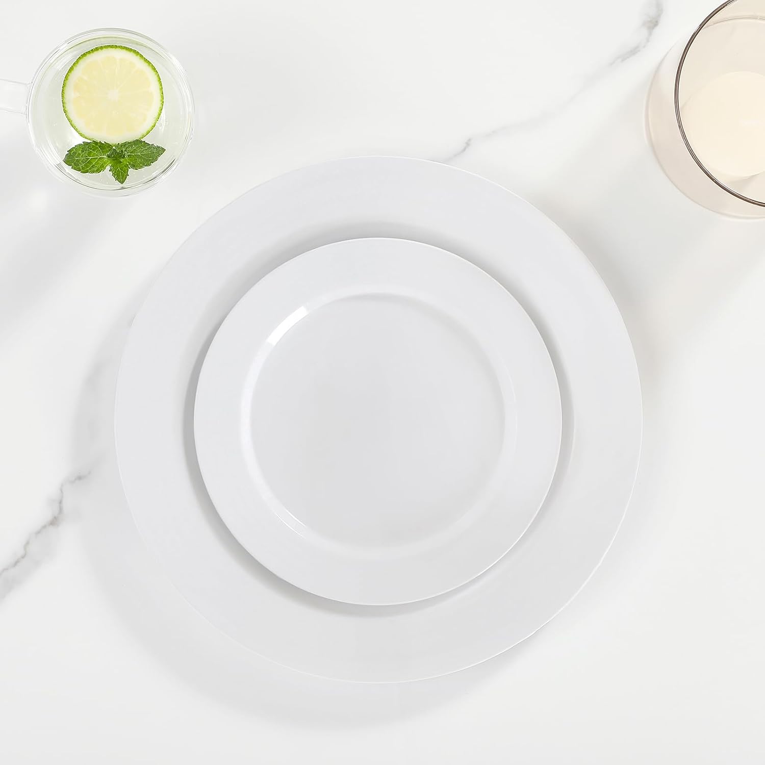 AOZITA 200pcs White Plastic Plates for Party