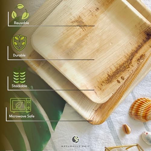 Naturally Chic Palm Leaf Plates 50-Pack 10 7 Inch Square