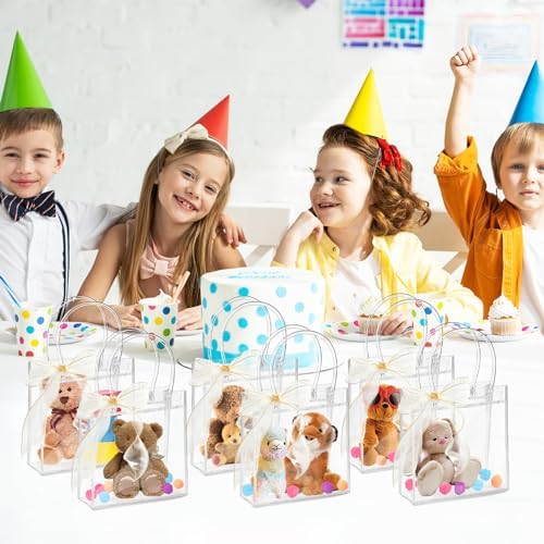 Ohuimrt 30 PC Clear Gift Bags with Handles and Ribbon