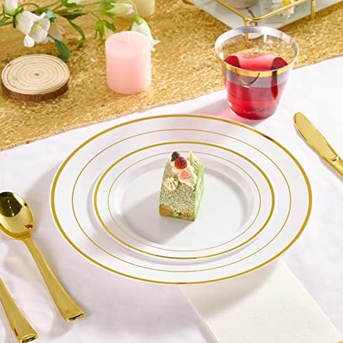 FOCUSLINE Gold Plastic Plates Set of 60