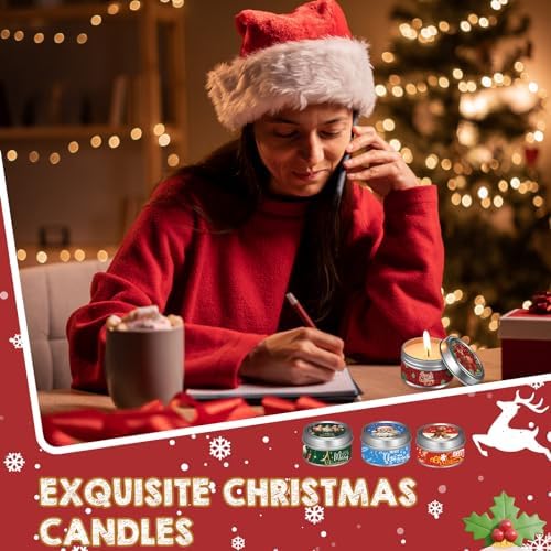 MTLEE 36 Pack Christmas Soy Wax Candles with Organza Bags and Cards