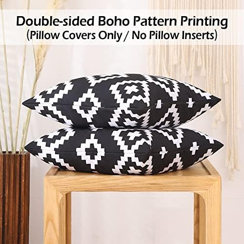 CARRIE HOME Black and White Waterproof Outdoor Pillows 18x18 Set of 2