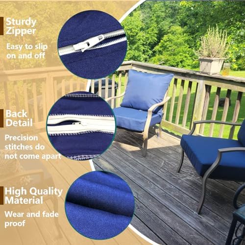 Oslimea 4-Piece Outdoor Cushion Covers Set - Water Resistant Zipper Design Grey