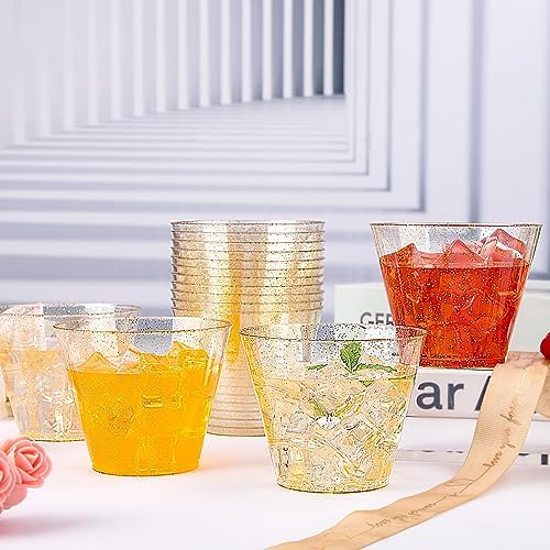 200pcs Gold Plastic Cups 9 Oz