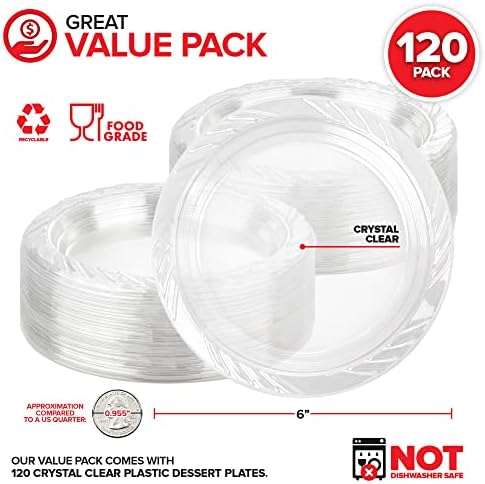 6-inch Clear Plastic Dessert Plates 120 Pack