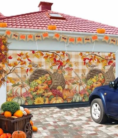 Fall Garage Door Banner Cover 7x8 ft Thanksgiving Decor