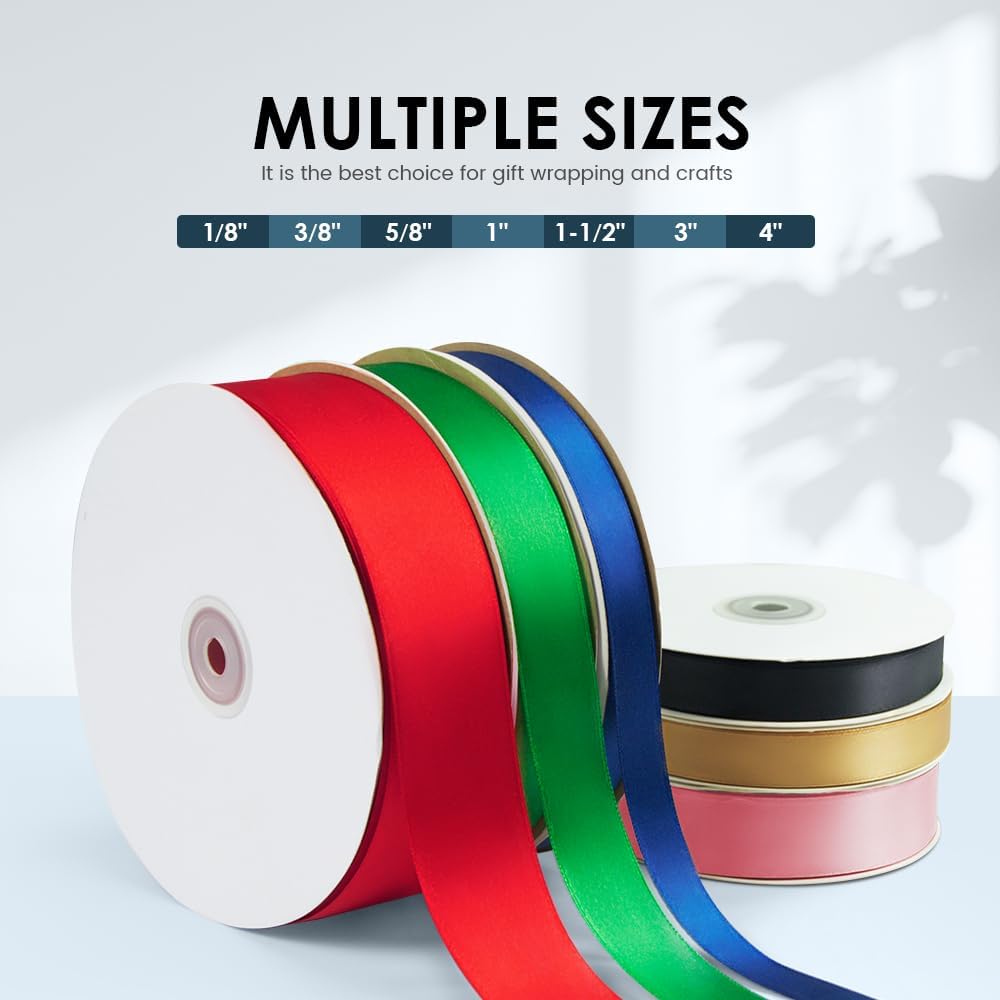 KMER LIFE 5 8 Inch x 100 Yard Polyester Satin Ribbon Baby Blue