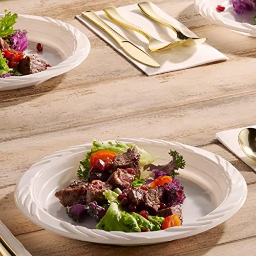200 Pack White Plastic Dinner Plates 9 Inch