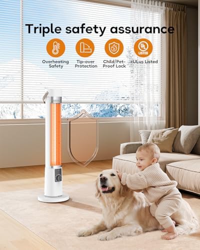 Aerozy Portable Infrared Heater with 60-Degree Oscillation and Remote Control
