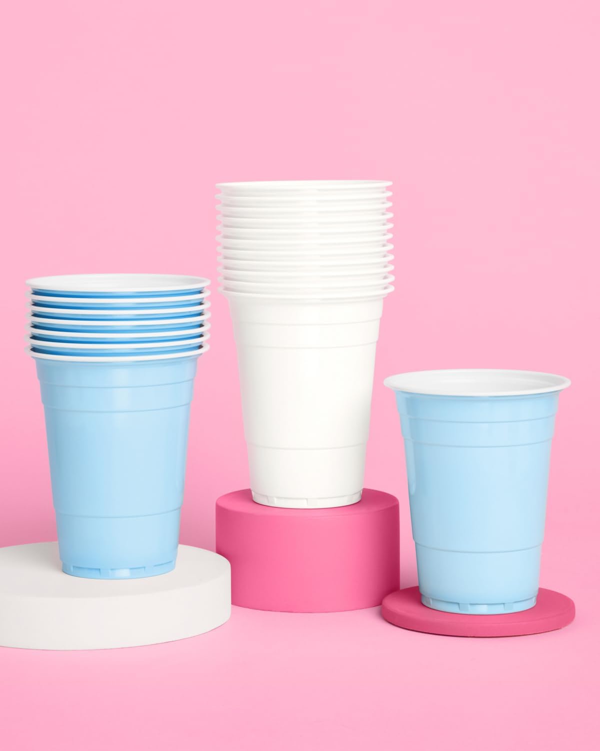Xo Fetti Blue and White Plastic Cups 50 Pack 16 Oz