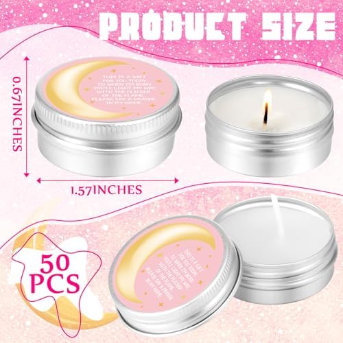 MTLEE 50 Pcs Pink Moon Baby Shower Candles