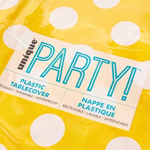 Yellow Polka Dot Plastic Tablecloth 108x54