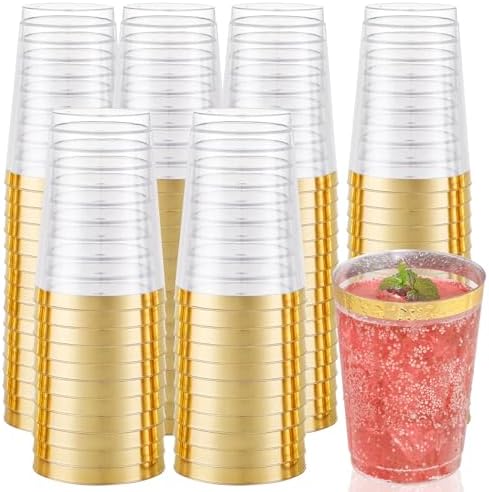 50 Pack 12 Oz Gold Plastic Cups for Parties and Weddings
