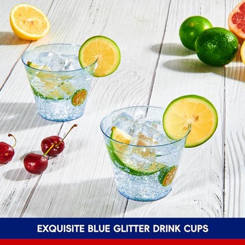 JOLLY CHEF 100 Pack 9 oz Blue Glitter Cups