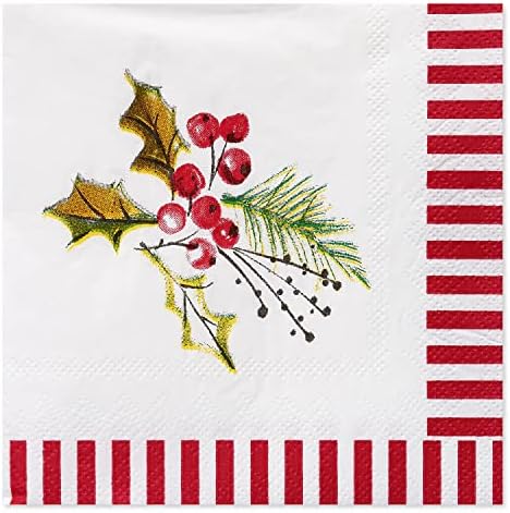 American Greetings 50 Count 5 Inch Beverage Napkins Christmas Party Supplies
