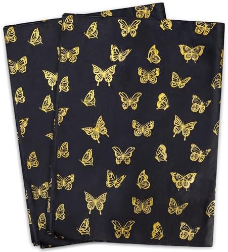 MR FIVE Black Gold Butterfly Tissue Paper Bulk 30 Sheets