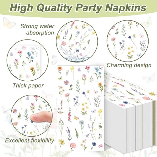50pcs Wildflower Napkins for Parties and Home Use