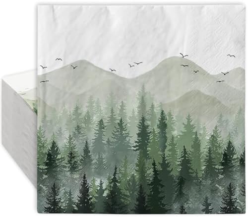 AnyDesign 80 Pack Green Misty Forest Paper Napkins