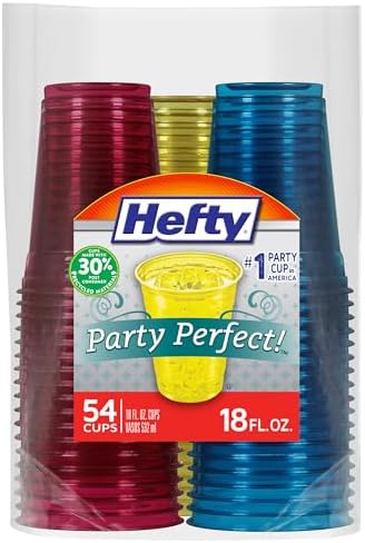 Hefty Tinted Plastic Cups 18 Ounce 54 Count