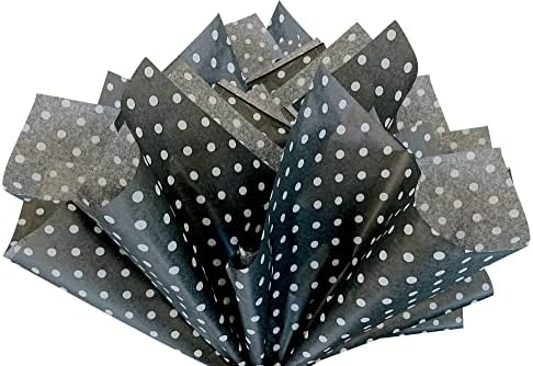 15x20 Inch Black Polka Dot Tissue Paper 10 Sheets