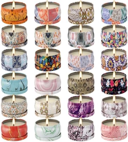 24 Piece Smokeless Candle Set with 8 Hour Burn Time for Aromatherapy