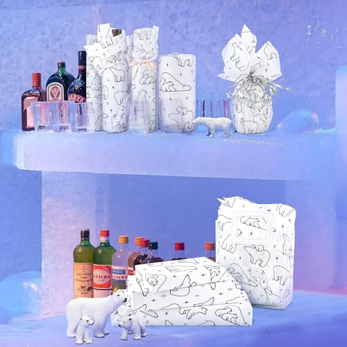 MR FIVE 100 Sheets Black Polar Bear Tissue Paper Bulk