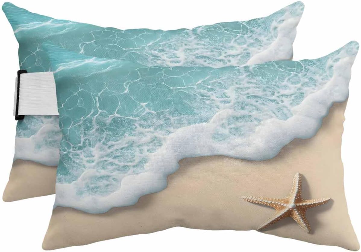 Ocean Outdoor Head Pillows for Recliner Lounge Chair Pack of 2
