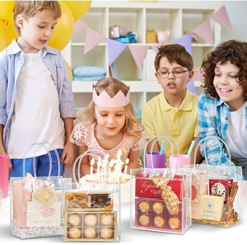 Jutieuo 16 Pack Clear Gift Bags with Handles