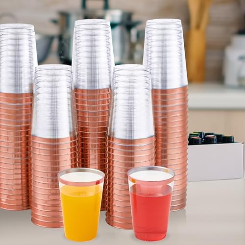 JOLLY CHEF 100 Pack Rose Gold Rim Disposable Cups