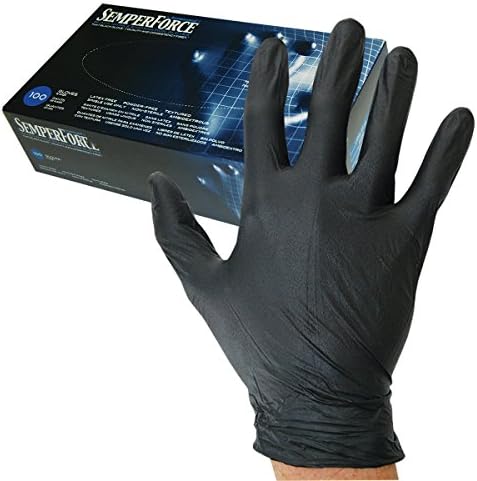 Sempermed BPM-100 Black Nitrile Gloves Medium Box of 100
