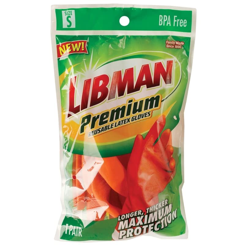 Libman 6033596 Latex Cleaning Gloves Orange Small