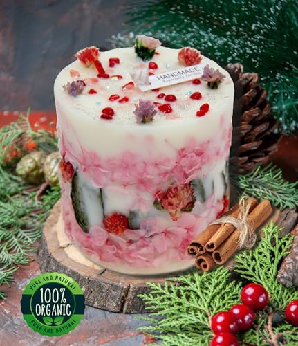 Botanical Crystal Candle with Rose and Forget-Me-Not Flowers