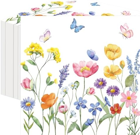 50 Count Wild Flowers Decorative Napkins for Parties