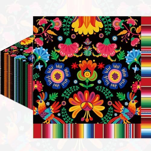 Pack of 50 Mexican Fiesta Napkins with Serape Stripe Design