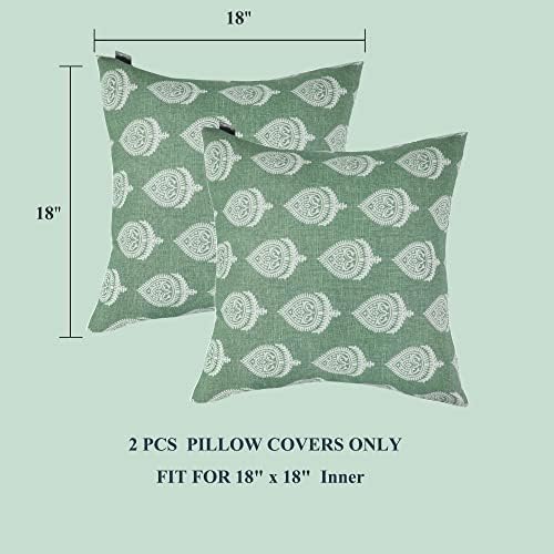 FUNHOME Outdoor Pillow Covers Pack of 2 18x18 Inch Fair Green