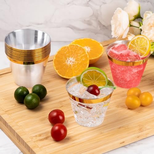 Goodluck 100PCS 9oz Gold Plastic Cups for Parties and Events