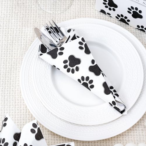 WRAPAHOLIC 50Pcs Paw Print Napkins 3 Ply