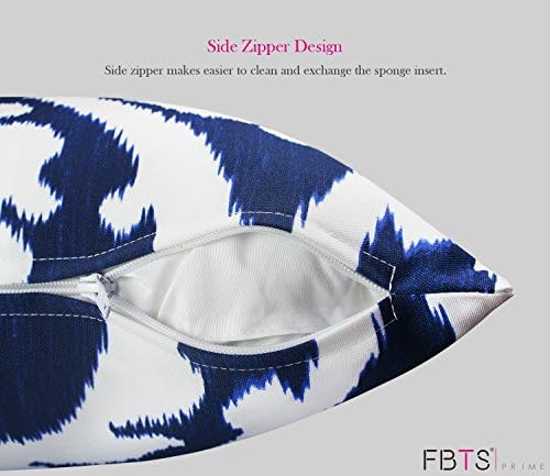 Fabritones 2 Pack Navy Paisley Outdoor Throw Pillows with Inserts 18x18 Inch