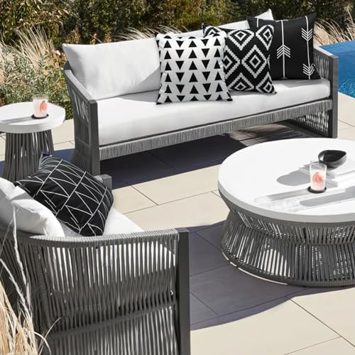 Waterproof Throw Pillow Covers Set of 4 18x18 Black and White