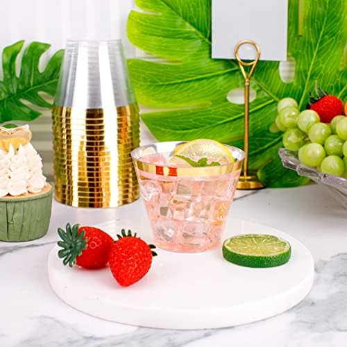WELLIFE 120 PCS Gold Plastic Cups 9oz