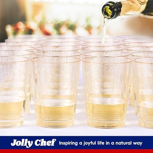 JOLLY CHEF 100 Pack 10 Oz Gold Plastic Cups